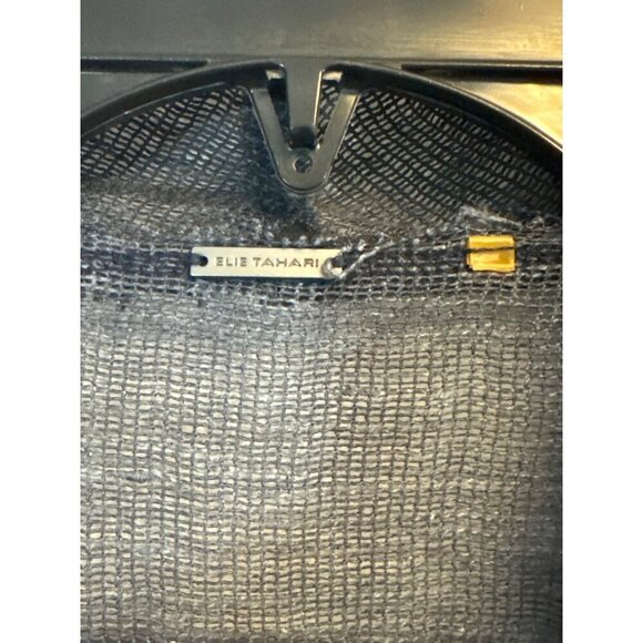 Elie Tahari Sheer Linen Long Cardigan With Textured Pockets & Belt - Picture 3 of 4